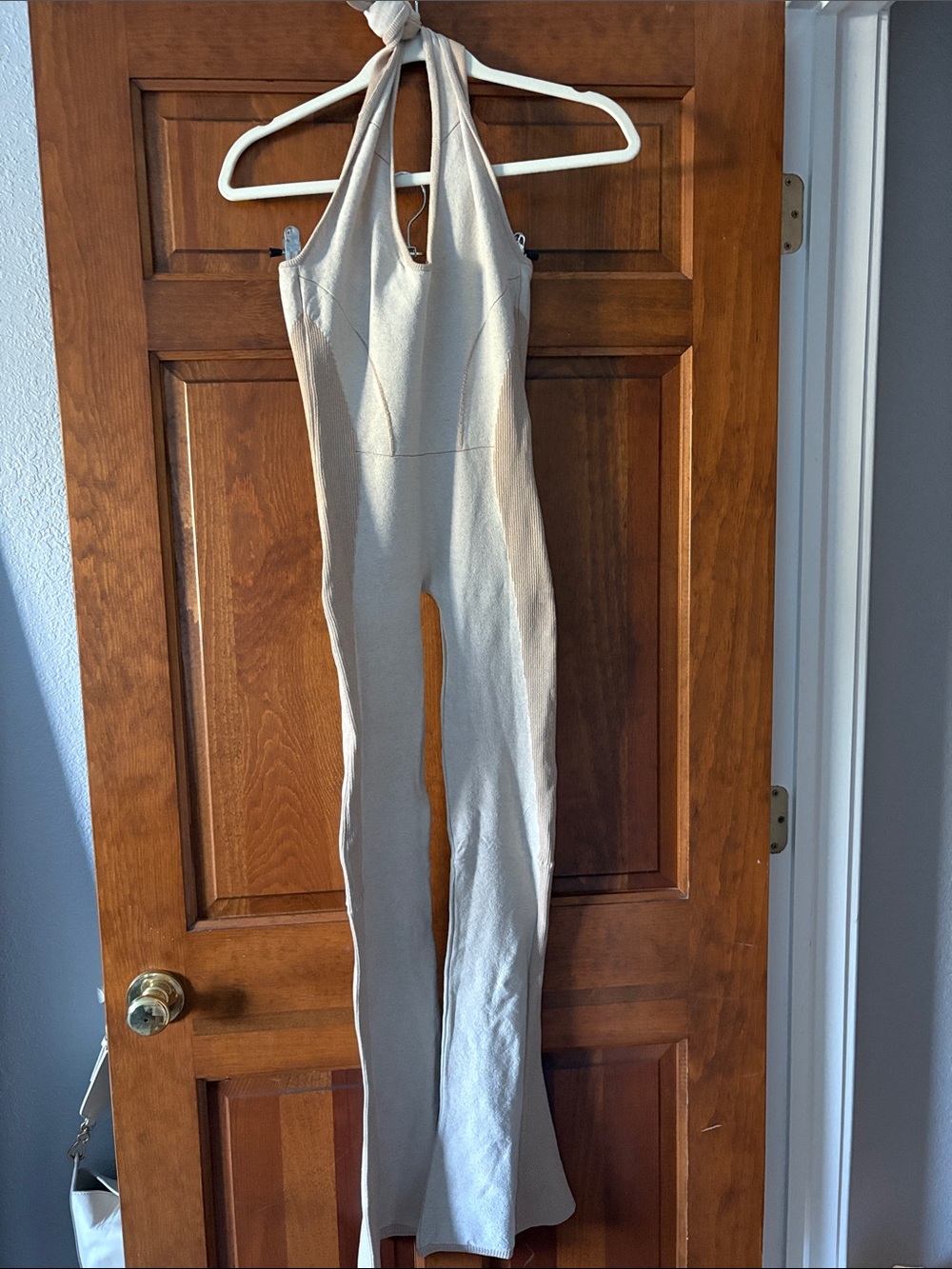 Jacquemus Halter-Neck Cream Jumpsuit - Sleek Wide-Leg Design